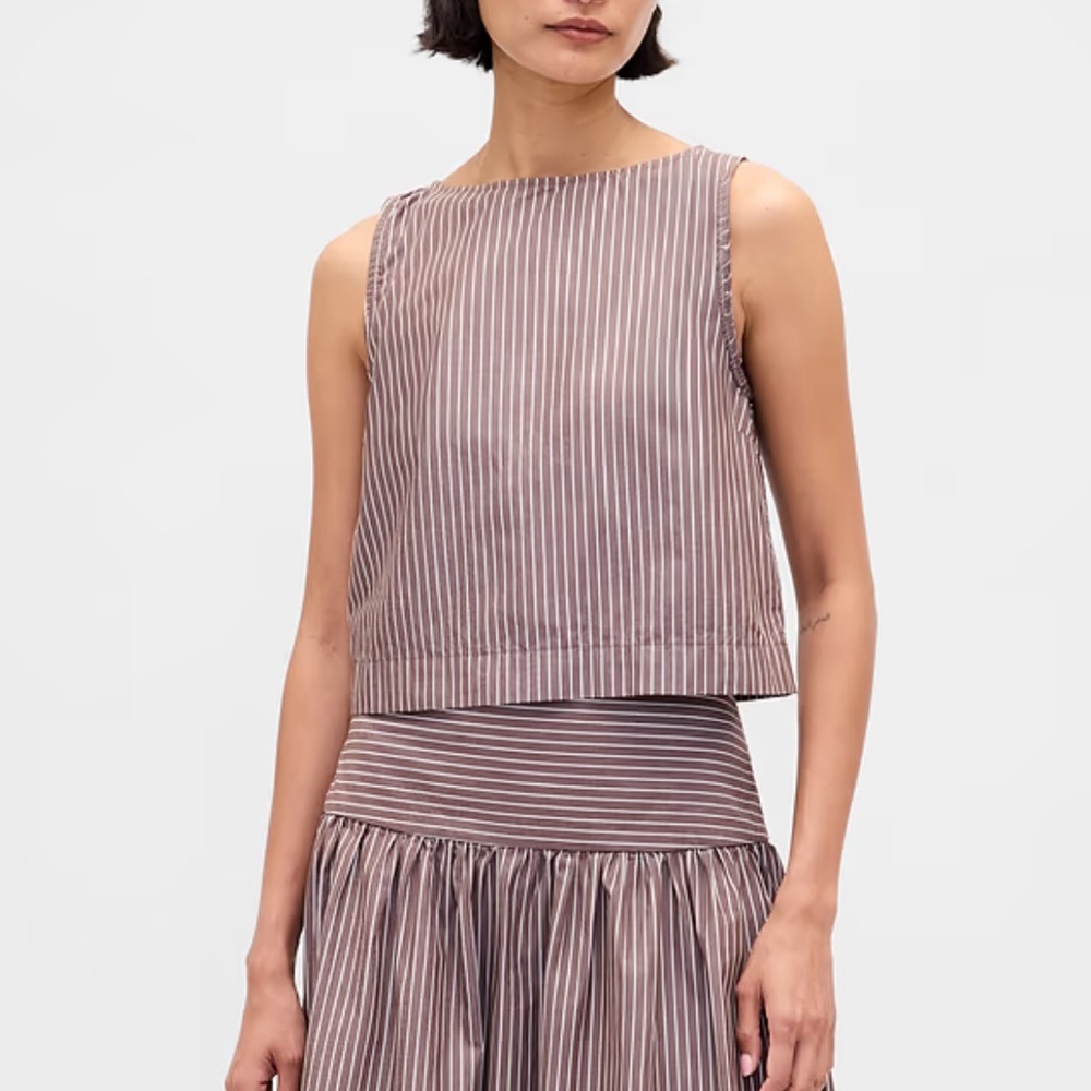 GAP Brown and White Pinstripe Sleeveless Tank